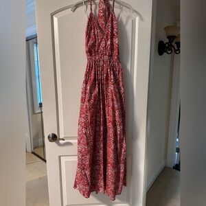 J. Crew Red and White Paisley Dress